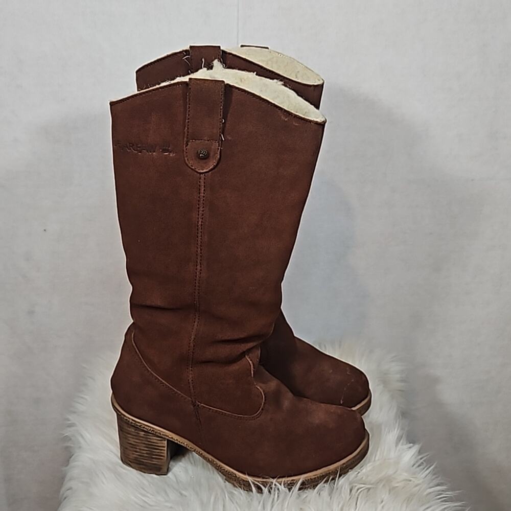 Bearpaw Women's Size 7 Brown Suede Tall Boots Wool Blend Lined Winter Cozy